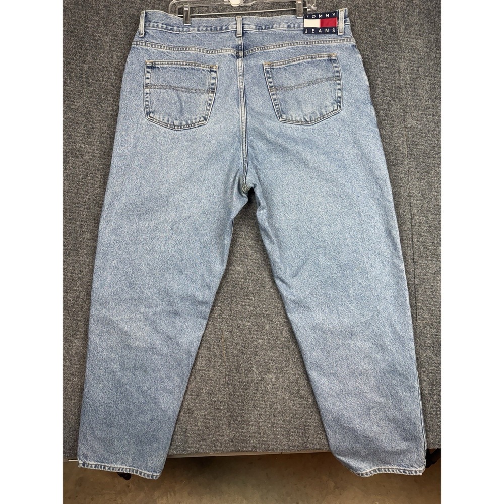 Vintage Tommy Jeans Flag Banner Logo Freedom Men's 42x30 Baggy Denim 90s